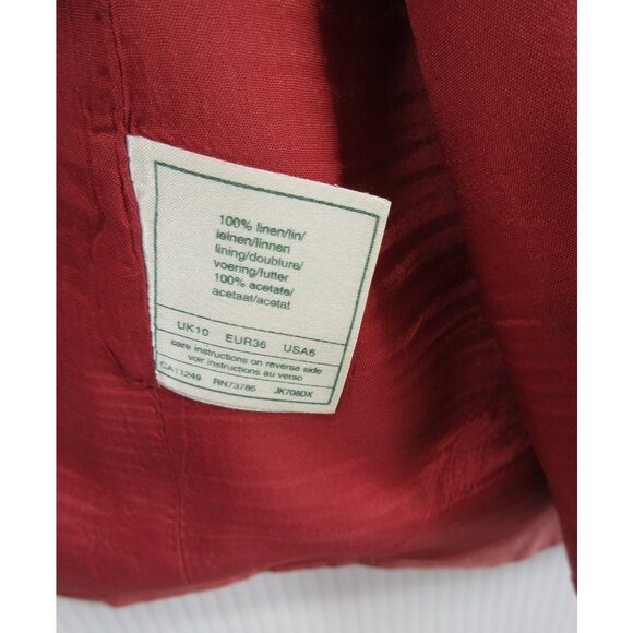 VINTAGE Laura Ashley Blazer 6 Terracotta Linen Jacket Equestrian 90s * - Picture 15 of 16